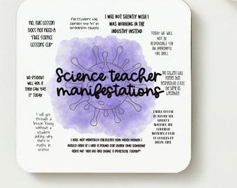 Science teacher manifestation coaster, teacher gift