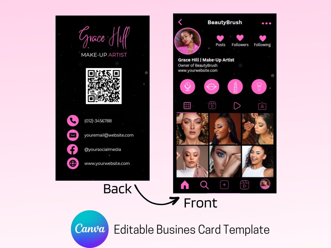 Instagram Business Card 11 Free, Business Card Template Design, Beauty Instagram Business Card 11 Free, Business Card Template Design, Beauty