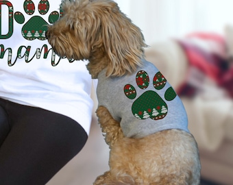 Christmas Sweater Paw Print dog shirt, Christmas party, lazy Christmas sweater, matching Christmas outfit, sweater shirt