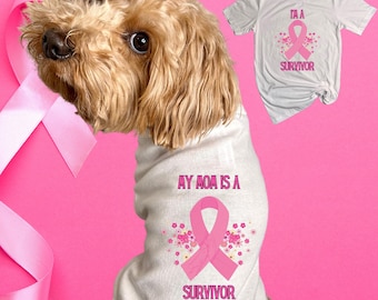My Mom is a Breast Cancer Survivor Pet Shirt, dog shirt, breast cancer awareness, matching dog shirt, dog mom t-shirt, pink ribbon, fur baby