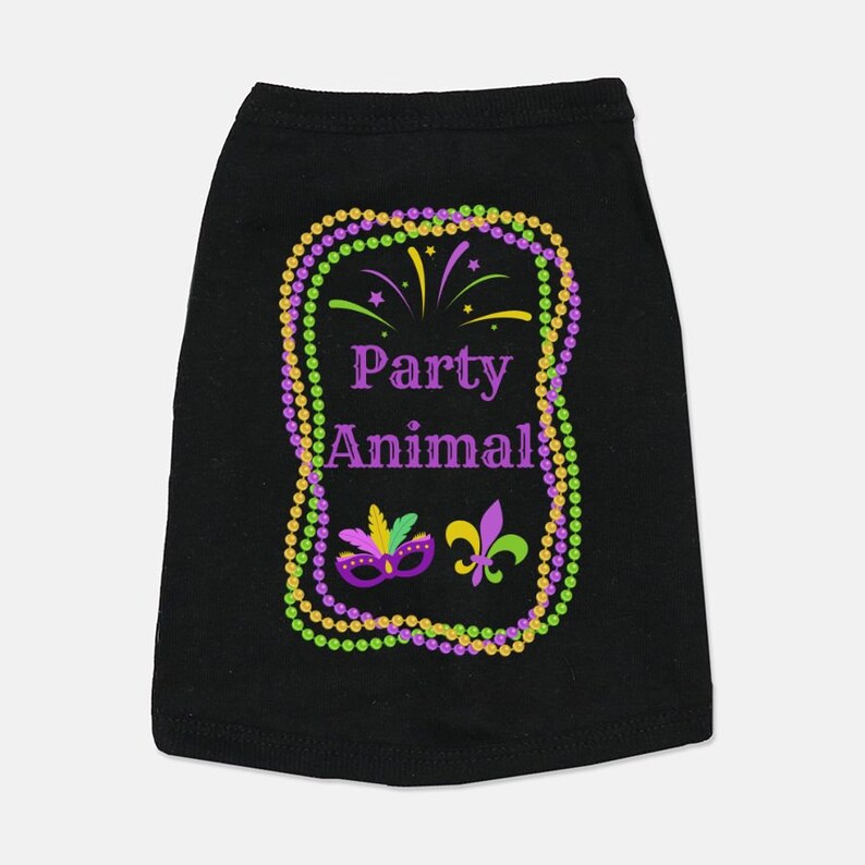 Mardi Gras Party Animal Dog Shirt, Parade Outfit for Dogs, Clothes for