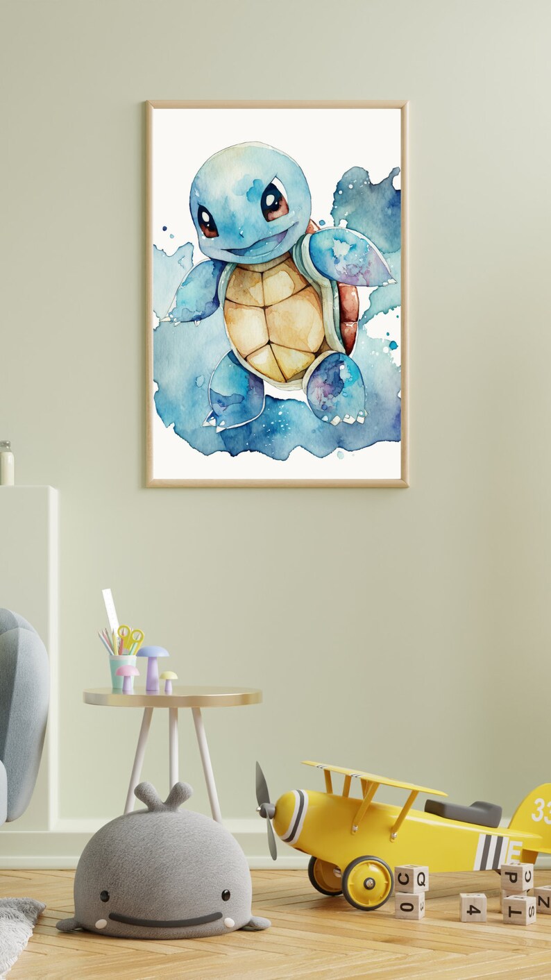 Watercolor Pokemon Wall Art Pikachu, Charmander, Squirtle Prints and
