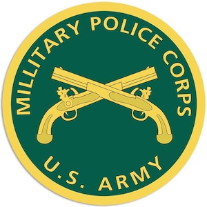Runder Army MP Militärpolizist Aufkleber (in den USA hergestellter Vinyl-Aufkleber für Auto, LKW, Laptop oder Wasserflasche) US Army Lizensiert