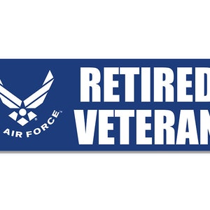 3x9 inch RETIRED VETERAN Bumper Sticker (auto pilot airman aviator auto car truck navigator military vinyl decal) Licensed by U.S. Air Force