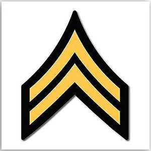 3 inch US Army Rank CPL Corporal Chevron Shaped Sticker (decal vinyl soldier auto car rv truck SSI Military logo) Licensed by U.S. Army