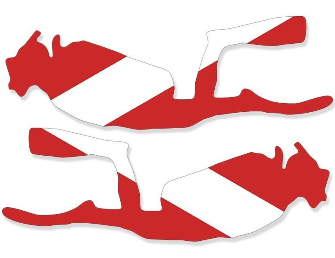 2-pack: 2x6 Inch Left & Right Scuba Diver Shaped Dive Sticker (set ...