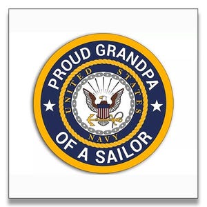 Round Proud Grandpa of a Sailor Sticker (logo us navy truck auto car rv laptop cell naval vinyl seaman decal) US Navy Licensed