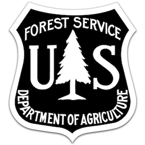 3 Inch inch Black And White US Forest Service Shield Shaped Sticker (decal hike auto car rv laptop camp) Licensed By US Forest Service