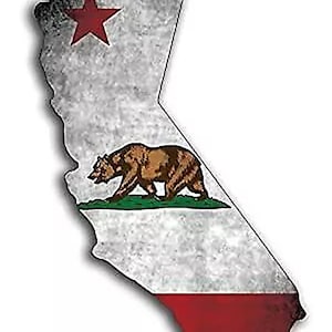 4x6 inch Vintage California Shaped Flag Sticker (vinyl decal decal vinyl auto car truck rv laptop cell iphone ca state bear old distressed)