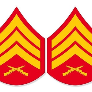 Sergeant Yellow Ranks 2 Pack: 2.5 Inch Large Marine Rank Sgt. Sergeant Sticker (vinyl Decal ...