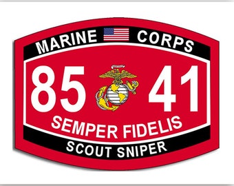 3x5 inch Marine Corps 8541 Scout Sniper Sticker (semper marines soldier auto rv usa us corps decal logo) USMC Licensed