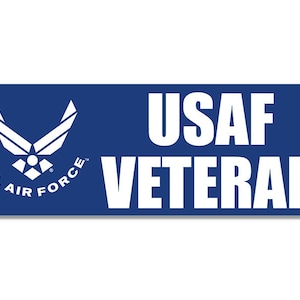 3x8 blue USAF VETERAN Bumper Sticker (air force logo usaa auto rv pilot military vinyl decal) US Air Force Licensed