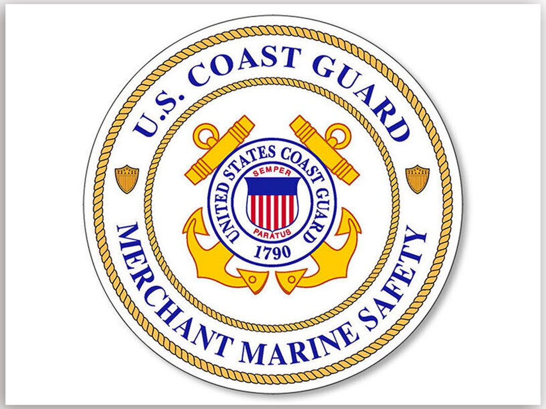 3x3 Inch Round USCG Merchant Marine Safety Sticker us Usa Marines