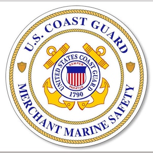 Round USCG Merchant Marine Safety Sticker (us usa marines  auto truck cell rv laptop iphone rescue sea ship vinyl decal)