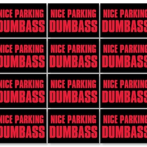 12 Pack 1x1.5 inch Nice Parking Dumbass Stickers (auto car truck rv laptop cell iphone park ticket dumb ass set handicap lot spot)