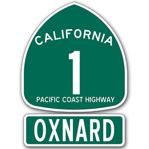 2pcs California Highway 1 PCH OXNARD Sticker (pch cally truck laptop cell iphone highway route auto road route rv travel ca)