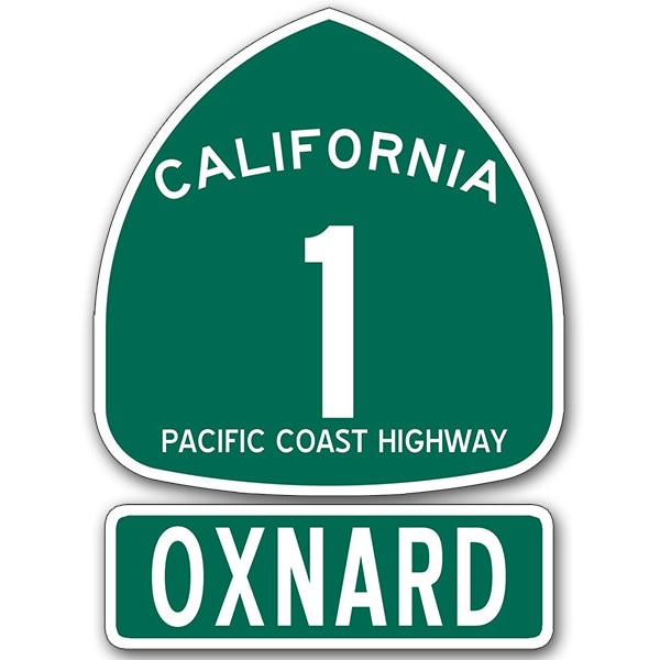3x4 inch 2pcs California Highway 1 PCH OXNARD Sticker (pch cally road route rv travel ca)