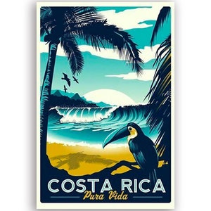 3x4 inch Vintage Art Costa RICA Sticker (vinyl decal auto car truck rv laptop cell iphone entral america old rican logo pura vida visit)