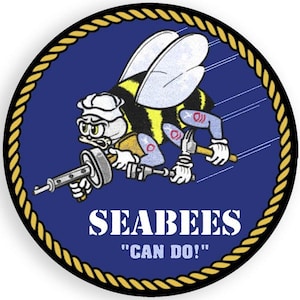 Adesivo sigillo rotondo Seabees (auto camper marina auto auto camion camper laptop cellulare iPhone navale militare vinile adesivo)