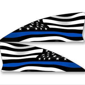 2x6 inch 2-Pack American Flag Blue Line Stickers for 2017-2024 Honda CRV Shark Fin Antenna  (auto suv police cop flag usa decal vinyl)