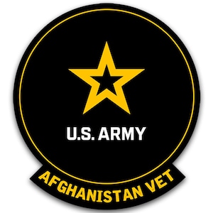 Round With Tab U.S. ARMY Afghanistan Vet Sticker (military army usa car rv truck laptop armed forces auto decal vinyl) US Army Lic.