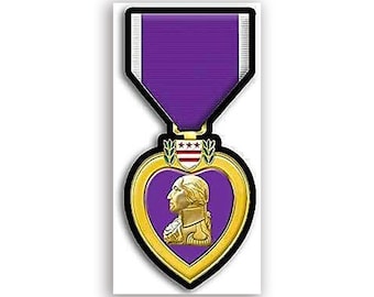 Calcomanía de corazón púrpura del ejército de EE. UU. de 2 x 4 pulgadas (calcomanía de vinilo con el logotipo de EE. UU., premio al soldado, mérito de veterano) con licencia del ejército de EE. UU.