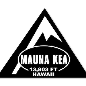 Triangle Shaped MAUNA KEA Sticker (vinyl decal auto rv climbed truck car laptop cell hawaiian phone feet climb hike hawaii hi)