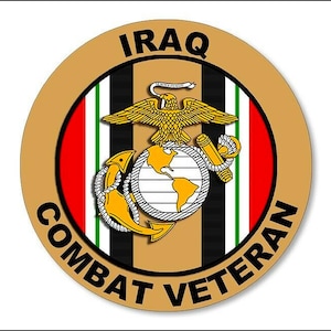 Ronde stickers mariniers Irak gevechtsveteraan (vinyl auto auto vrachtwagen rv laptop iphone militair usmc bumpersticker auto dierenarts) Lic. door USMC