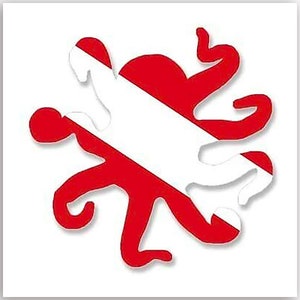 Oktopus Form Taucher Flagge Aufkleber (Vinyl Ozean PKW LKW Wohnwagen Laptop Handy iPhone Federn Taucher Aufkleber)