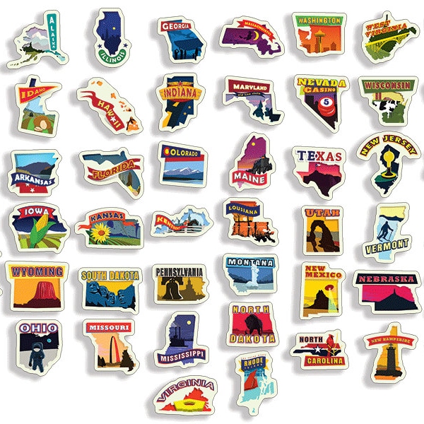 50 States Stickers Etsy