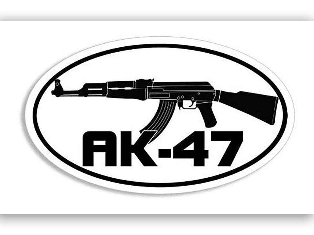 3x5 Inch White Oval AK-47 Rifle Sticker (military Army Vinyl Decal Nra ...