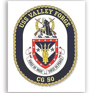 Adesivo de insígnia U.S.S. Valley Forge de 3 x 4 polegadas (decalque de vinil para automóvel, carro, caminhão, laptop, iPhone, selo, logotipo, navio, marinha, navio naval) Licença da Marinha dos EUA.