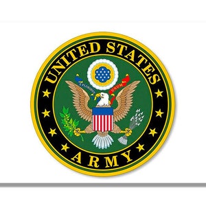 Round US Army Eagle Seal Sticker (military logo vet truck auto rv car laptop cell iphone united states veteran) Licensed by U.S. Army