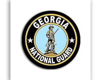 Adhesivo redondo con el sello de la Guardia Nacional de Georgia (vinilo adhesivo para automóvil, camión, casa rodante, computadora portátil, iPhone, teléfono celular, logotipo militar del ejército de Florida) Autorizado por el Ejército de EE. UU.