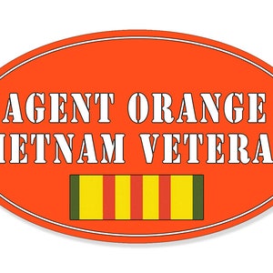 3x5 inch oval AGENT ORANGE Vietnam Veteran Sticker (Insignia auto car truck rv laptop health seal cell iphone nam)