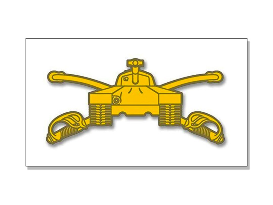 Armored Branch Crossed Sabers Sticker Decal - Self Adhesive Vinyl Weatherproof Made In Usa M26 Pershing Tank