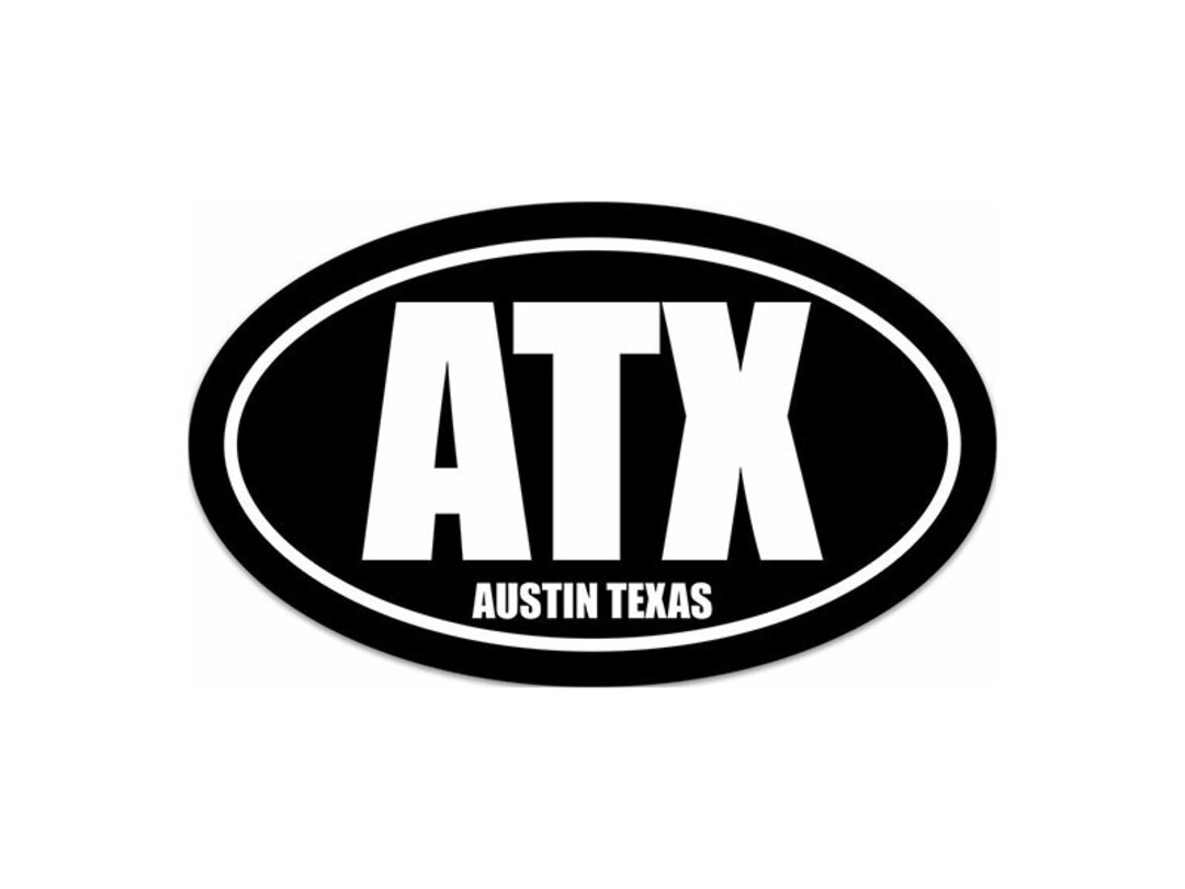 3x5 Inch Black Oval ATX Austin Texas Sticker (vinyl Decal Auto Car ...