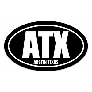 3 x 5 inch zwarte ovale ATX Austin Texas sticker (vinyl sticker auto auto vrachtwagen rv laptop mobiele iphone bumper tx lone-star)