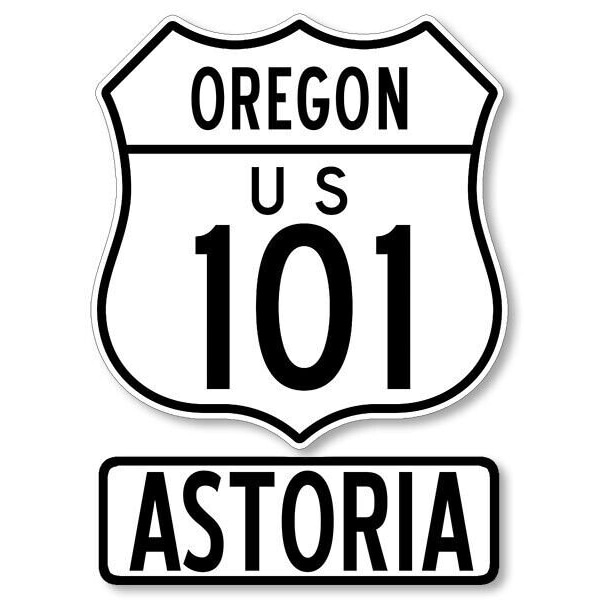 3x4 inch Oregon US 101 and ASTORIA Sticker (vinyl decal ore rv travel drive highway road)