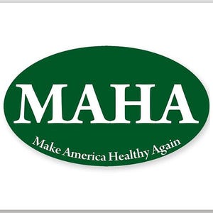 Ovaal groen: MAHA sticker (make america healthy health rfk kennedy trump vinyl sticker auto auto vrachtwagen laptop iphone mobiele gezondheid usa)