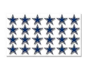 Sheet of 24: Blue Star Shaped Stickers  (texas vinyl fauto car truck rv laptop cell iphone football fan dallas decal)