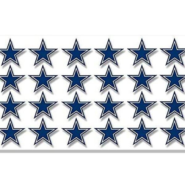 Sheet of 24: Large Blue 2 Inch Star Shaped Stickers  (texas vinyl football fan dallas decal)