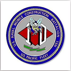 Round US Naval Mobile Construction Battalion 10 Sticker (decal vinyl auto car truck laptop seabees navy logo usa military) US Navy Licensed