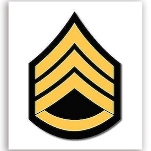 US Army Rank SSG Staff Sergeant Chevron Shaped Sticker (decal vinyl truck auto suv rv car laptop cell soldier arm SSI) Licensed by U.S. Army