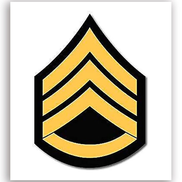 3x3 inch US Army Rank SSG Staff Sergeant Chevron Shaped Sticker (decal vinyl soldier arm SSI) Licensed by U.S. Army