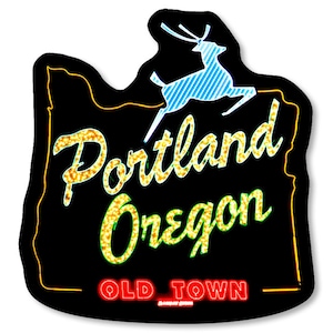 Adesivo per paraurti a forma di cartello "Portland Oregon Old Town" da 2 x 2 pollici (decalcomania in vinile per auto, camion, camper, laptop, cellulare, stato o logo del Pacifico)
