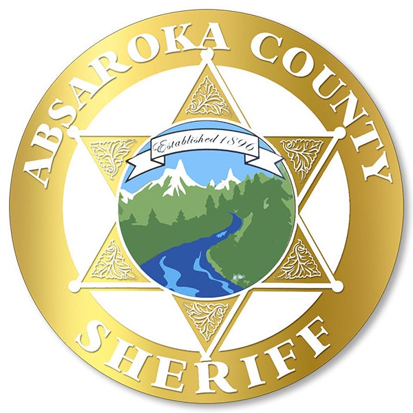 3x3 inch Gold Look Round Sheriff of Absaroka County Badge Sticker (wy tv show funny wwwd walt wyoming)