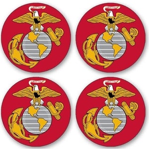 1.5 inch 4-Pack Official US Marine Corps Logo Stickers (cell auto car truck rv laptop laptop usmc iphone vinyl decal) Licensed by USMC