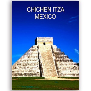 3x4 inch Chichen Itza Mexico Sticker (7 wonders world art poster auto car truck rv laptop cell decal travel vinyl mex)