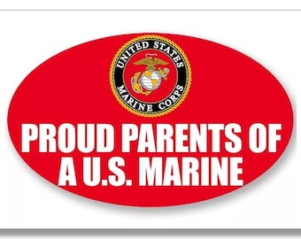 3x5 inch Oval Proud PARENTS of a U.S. Marine Sticker Plural (auto rv usa corps mother vinyl leatherneck marines decal) USMC Licensed